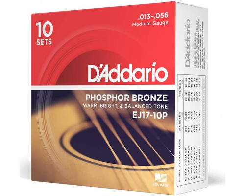 D'ADDARIO EJ17-10P - Струны для акустической гитары