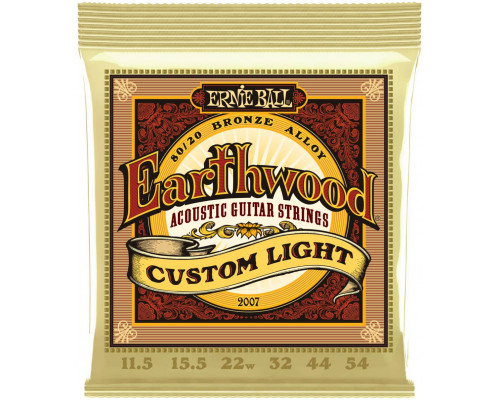 ERNIE BALL 2007 Earthwood 80/20 Bronze Custom Light 11.5-54 - Струны для акустической гитары
