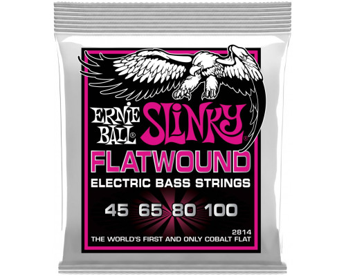 ERNIE BALL 2814 Flatwound Slinky Super 45-100 - Струны для бас-гитары