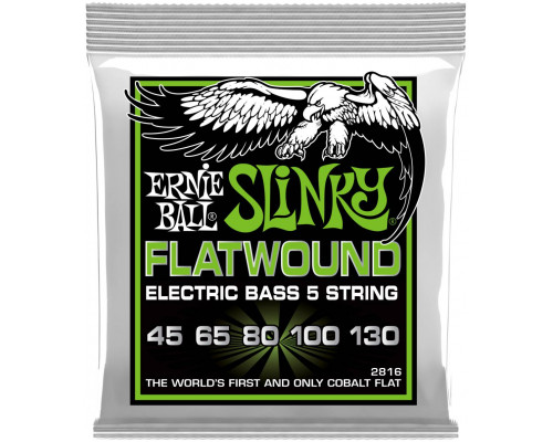 ERNIE BALL 2816 Flatwound Slinky Regular 45-130 - Струны для бас-гитары 5 струнной