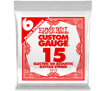 ERNIE BALL 1015 Plain Steel .015 - Струна одиночная для акустической и электрогитары