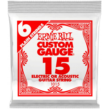 ERNIE BALL 1015 Plain Steel .015 - Струна одиночная для акустической и электрогитары