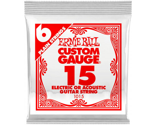 ERNIE BALL 1015 Plain Steel .015 - Струна одиночная для акустической и электрогитары