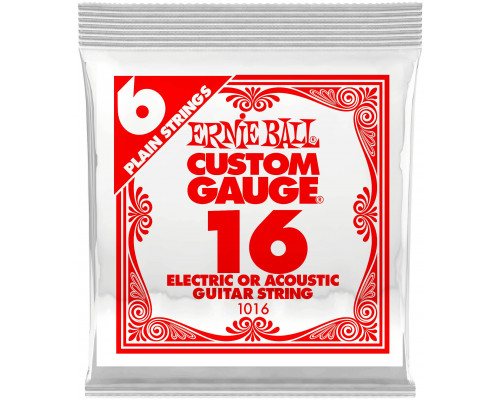 ERNIE BALL 1016 Plain Steel .016 - Струна одиночная для акустической и электрогитары