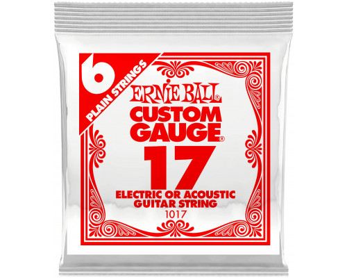 ERNIE BALL 1017 Plain Steel .017 - Струна одиночная для акустической и электрогитары