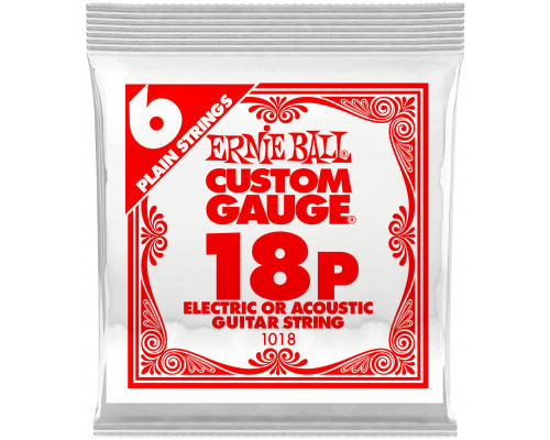 ERNIE BALL 1018 Plain Steel .018 - Струна одиночная для акустической и электрогитары