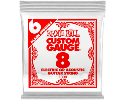 ERNIE BALL 1008 Plain Steel .008 - Струна одиночная для акустической и электрогитары