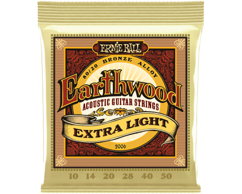 ERNIE BALL 2006 Earthwood 80/20 Bronze Extra Light 10-50 - Струны для акустической гитары