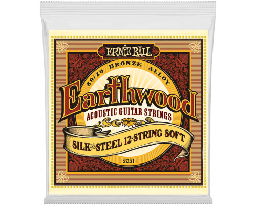 ERNIE BALL 2051 Earthwood Silk & Steel Soft 9-46 - Струны для акустической 12-струнной гитары