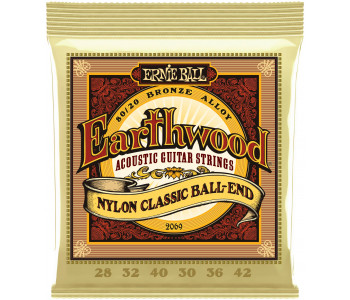 ERNIE BALL 2069 Earthwood 80/20 Folk Nylon 28-42 - Струны для классической гитары