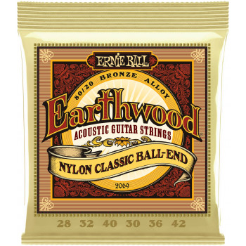 ERNIE BALL 2069 Earthwood 80/20 Folk Nylon 28-42 - Струны для классической гитары
