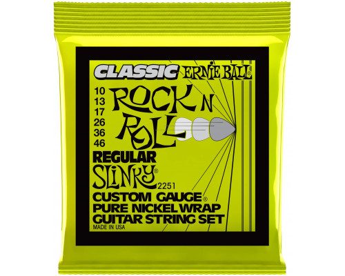 ERNIE BALL 2251 Classic Rock n Roll Pure Nickel Slinky Regular 10-46 - Струны для электрогитары
