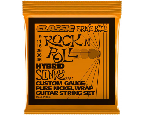 ERNIE BALL 2252 Classic Rock n Roll Pure Nickel Slinky Hybrid 9-46 - Струны для электрогитары