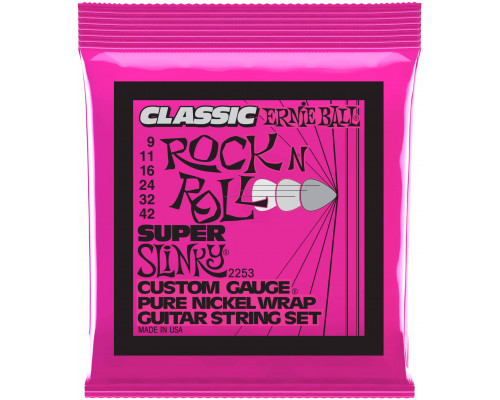 ERNIE BALL 2253 Classic Rock n Roll Pure Nickel Slinky Super 9-42 - Струны для электрогитары