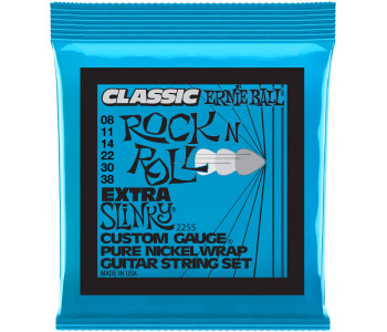 ERNIE BALL 2255 Classic Rock n Roll Pure Nickel Slinky Extra 8-38 - Струны для электрогитары