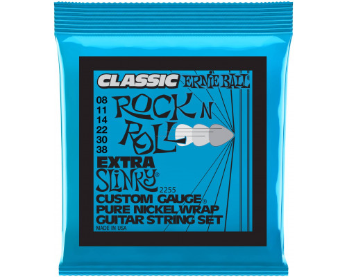 ERNIE BALL 2255 Classic Rock n Roll Pure Nickel Slinky Extra 8-38 - Струны для электрогитары