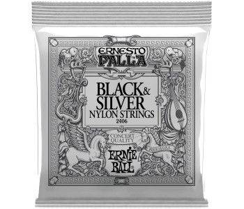 ERNIE BALL 2406 Ernesto Palla Black&Silver Nylon Medium 28-42 - Струны для классической гитары