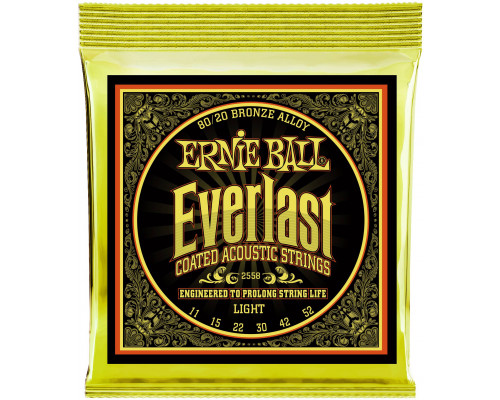 ERNIE BALL 2558 Everlast Coated 80/20 Bronze Light 11-52 - Струны для акустической гитары