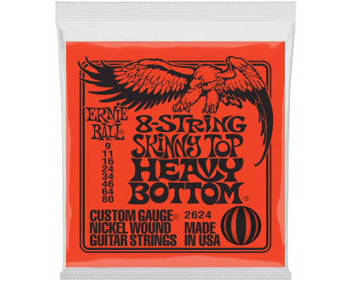 ERNIE BALL 2624 Nickel Wound Slinky Skinny Top Heavy Bottom 9-80 - Струны для электрогитары 8-струнной