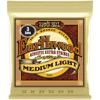 ERNIE BALL 3003 Earthwood 80/20 Bronze Medium Light 3 Pack 12-54 - Струны для акустической гитары