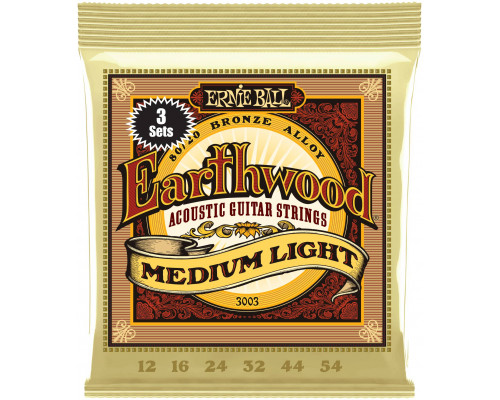 ERNIE BALL 3003 Earthwood 80/20 Bronze Medium Light 3 Pack 12-54 - Струны для акустической гитары
