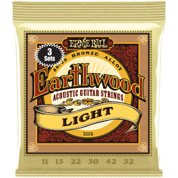 ERNIE BALL 3004 Earthwood 80/20 Bronze Light 3 Pack 11-52 - Струны для акустической гитары