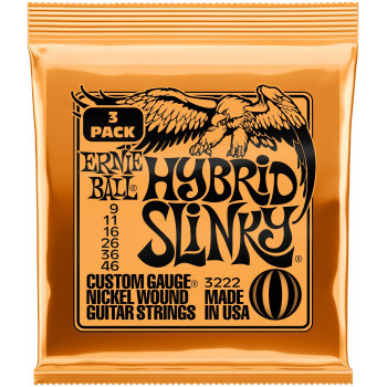 ERNIE BALL 3222 Nickel Wound Slinky Hybrid 3 Pack 9-46 - Струны для электрогитары