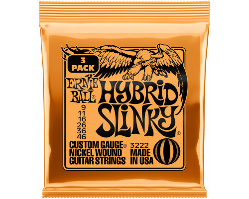ERNIE BALL 3222 Nickel Wound Slinky Hybrid 3 Pack 9-46 - Струны для электрогитары