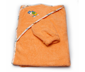 ЛЕС ТЕКСТИЛЬ UMv-008-P Peach 90см*90см Полотенце уголок детское с цветной...