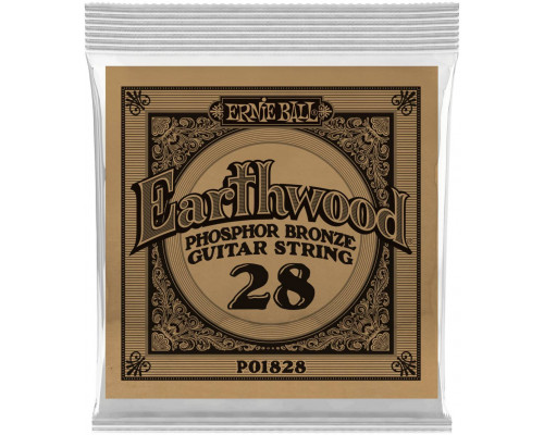 ERNIE BALL 1828 Earthwood Phosphor Bronze .028 - Струна одиночная для акустической гитары