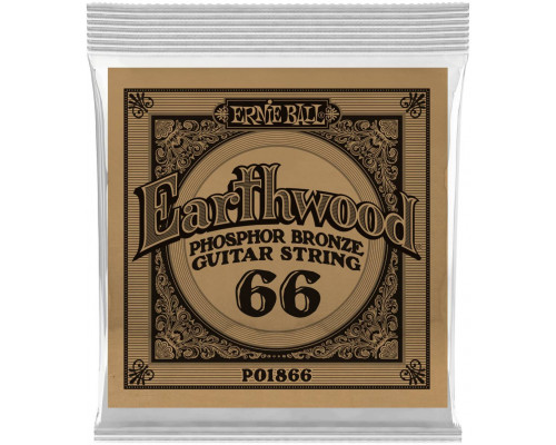 ERNIE BALL 1866 Earthwood Phosphor Bronze .066 - Струна одиночная для акустической гитары