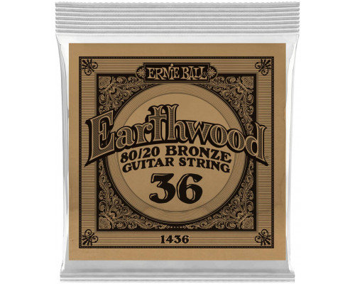 ERNIE BALL 1436 Earthwood 80/20 .036 - Струна одиночная для акустической гитары