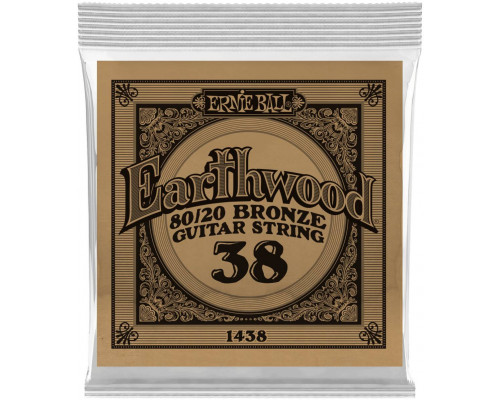 ERNIE BALL 1438 Earthwood 80/20 .038 - Струна одиночная для акустической гитары