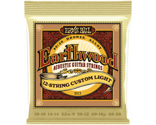 ERNIE BALL 2013 Earthwood 80/20 Bronze Custom Light 10-48 - Струны для акустической 12-струнной гитары