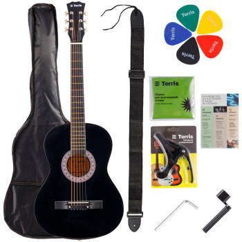 TERRIS TF-038 BK Starter Pack - Гитара акустическая в наборе TERRIS TF-038 BK Starter Pack - Гитара акустическая в наборе