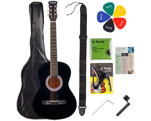 TERRIS TF-038 BK Starter Pack - Гитара акустическая в наборе TERRIS TF-038 BK Starter Pack - Гитара акустическая в наборе