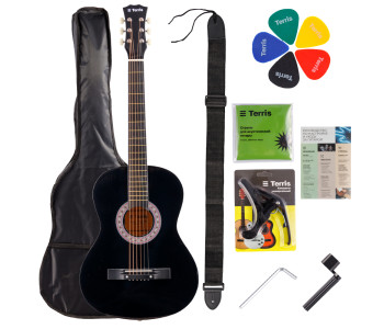 TERRIS TF-038 BK Starter Pack - Гитара акустическая в наборе TERRIS TF-038 BK Starter Pack - Гитара акустическая в наборе