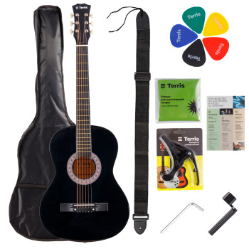 TERRIS TF-038 BK Starter Pack - Гитара акустическая в наборе TERRIS TF-038 BK Starter Pack - Гитара акустическая в наборе