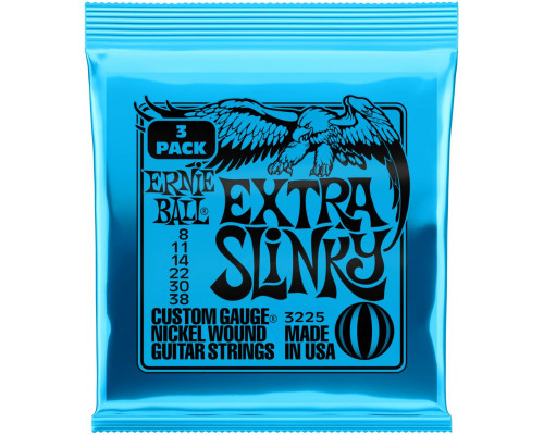 ERNIE BALL 3225 Nickel Slinky Extra 3 Pack 8-38 - Струны для электрогитары
