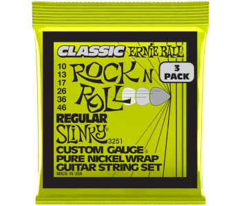 ERNIE BALL 3251 Pure Classic RnR Slinky Regular 3 Pack 10-46 - Струны для электрогитары