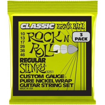 ERNIE BALL 3251 Pure Classic RnR Slinky Regular 3 Pack 10-46 - Струны для электрогитары