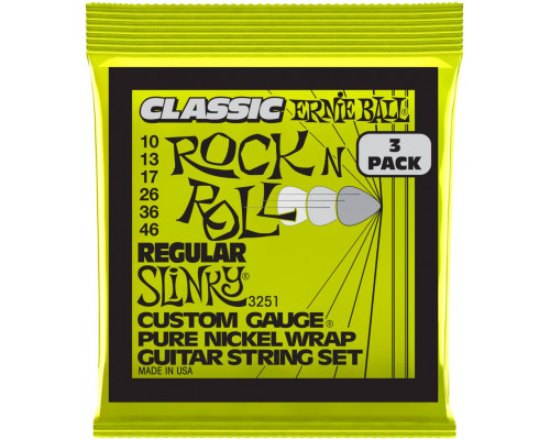 ERNIE BALL 3251 Pure Classic RnR Slinky Regular 3 Pack 10-46 - Струны для электрогитары