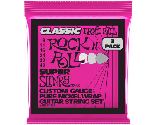 ERNIE BALL 3253 Pure Classic RnR Slinky Super 3 Pack 9-42 - Струны для электрогитары