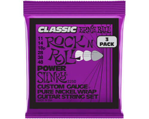 ERNIE BALL 3250 Pure Classic RnR Slinky Power 3 Pack 11-48 - Струны для электрогитары