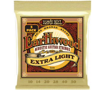 ERNIE BALL 3006 Earthwood 80/20 Bronze Extra Light 3 Pack 10-50 - Струны для акустической гитары