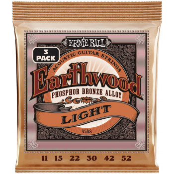ERNIE BALL 3548 Earthwood Phosphor Bronze Light 3 Pack 11-52 - Струны для акустической гитары