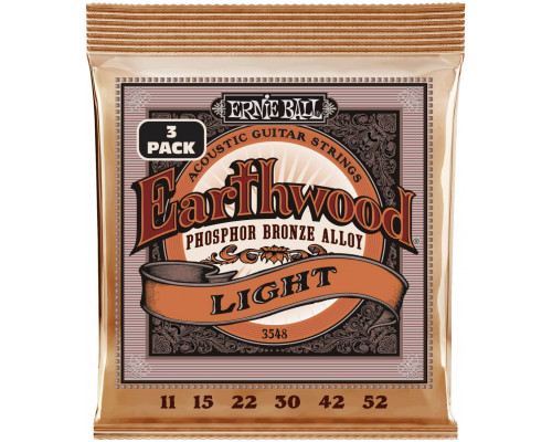 ERNIE BALL 3548 Earthwood Phosphor Bronze Light 3 Pack 11-52 - Струны для акустической гитары