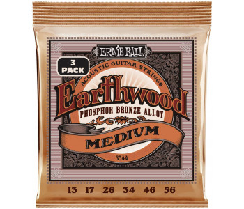 ERNIE BALL 3544 Earthwood Phosphor Bronze Medium 3 Pack 13-56 - Струны для акустической гитары