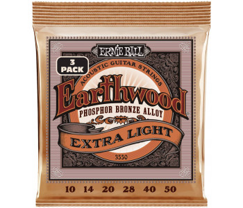 ERNIE BALL 3550 Earthwood Phosphor Bronze Extra Light 3 Pack 10-50 - Струны для акустической гитары