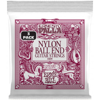 ERNIE BALL 3409 Ernesto Palla Black and Gold Ball End Nylon 3 Pack - Струны для классической гитары